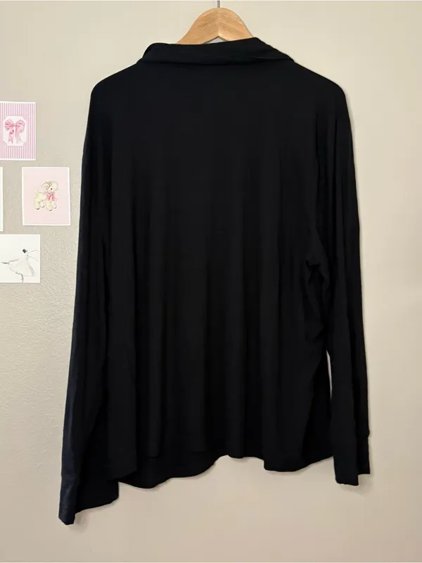 Skims new black ribbed lounge sleep set top plus size 2XL cozy quiet luxury soft - Image 3