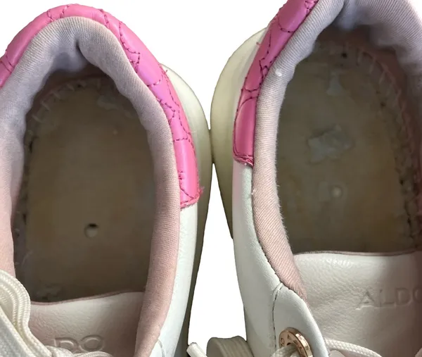 Aldo White and Pink Heart Embellished Sneakers - Image 8