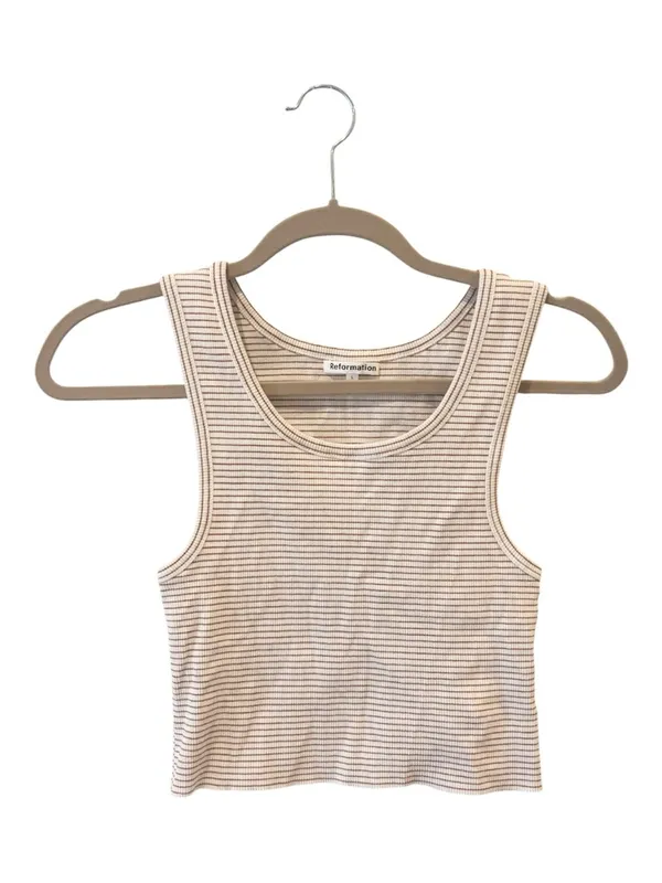 Reformation Ribbed Striped Cropped Tank Women’s L - Image 2