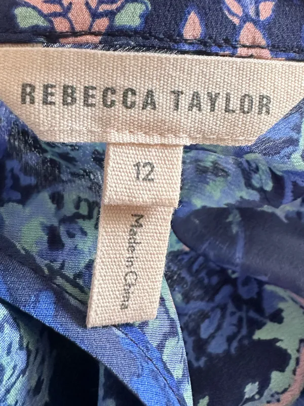 Rebecca Taylor Dreamweaver 100% Silk V-Neck Floral Dress Size 12 - Image 8