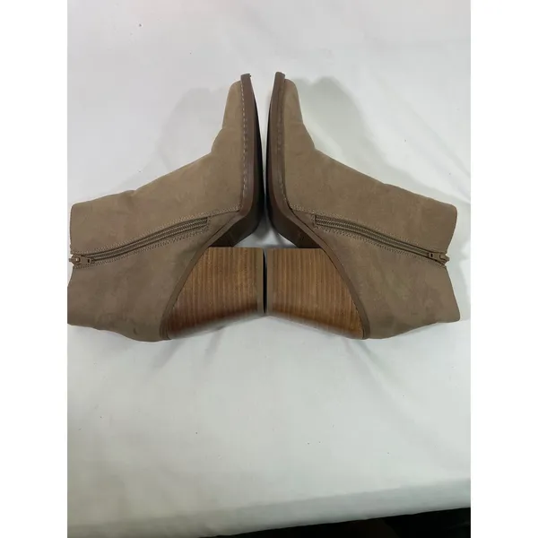 MADDEN Girl Women Suede Block Heel Ankle Boots Side Zip Pointed Toe Tan Sz 8.5‎ - Image 5