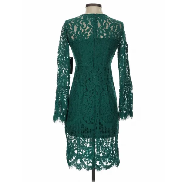 Lulus Enrapturing Elegance Green Lace Long Sleeve Midi Dress Bell Sleeve XS - Image 9