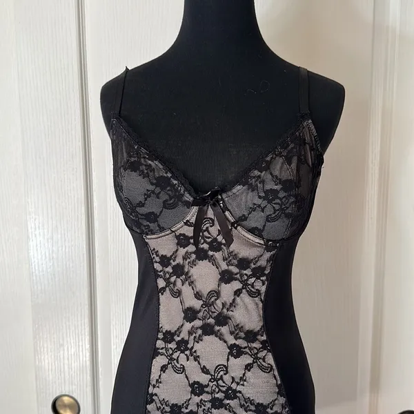 Smoothform Shapewear Lingerie Black Lace Insert Slip Dress - Image 2