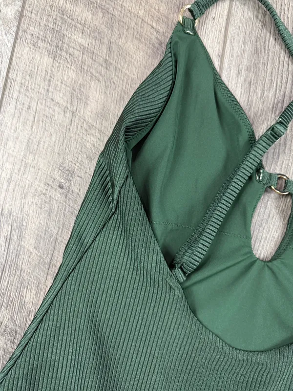 Aerie Olive Ribbed One Piece Swimsuit - Image 9