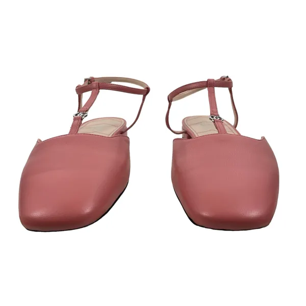 Gucci Double GG T Strap Patent Leather Ballet Flat Pink Size 39.5 - Image 5