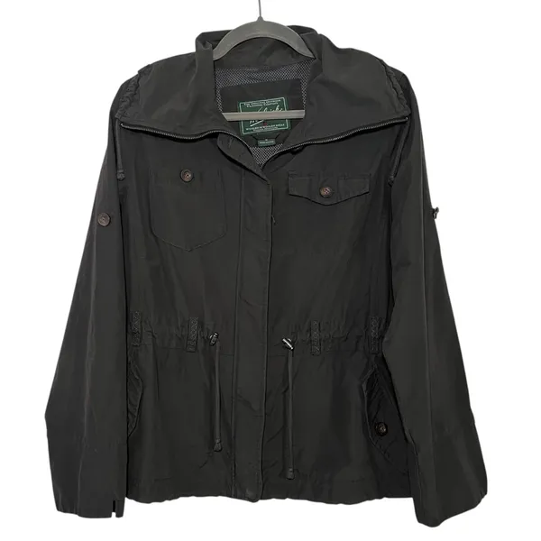 Woolrich Army Green Utility Field Jacket Safari Anorak Cinch Waist Medium - Image 2