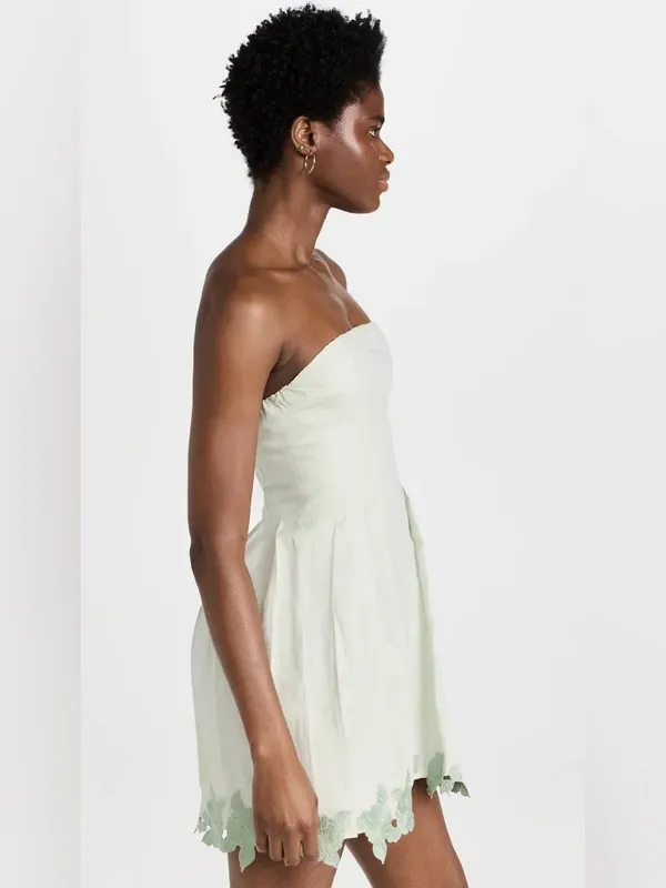 Fanm Mon Greer Strapless Mini Dress size Medium M green lace mint nwot - Image 4