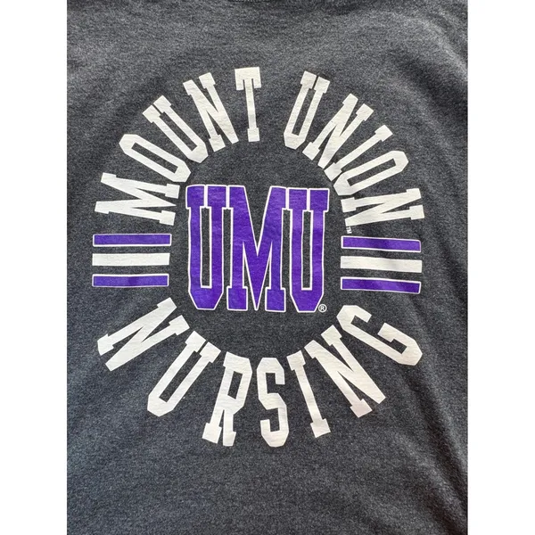 Jerzees Mount Union Nursing UMU Long Sleeve Shirt Charcoal Gray XL Collegiate - Image 4