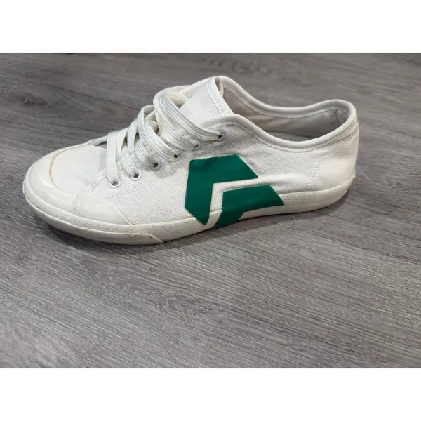 CLEAR Canvas Low Top Sneakers White Green Women's Size 8 Casual Lace Up Shoes - Image 7