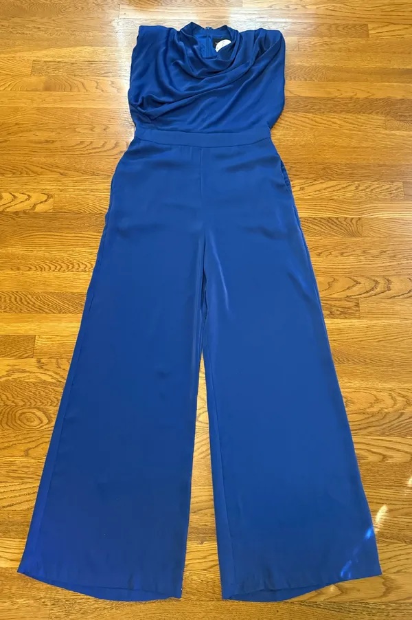 DO+BE Royal Blue Draped Jumpsuit size L - Image 6