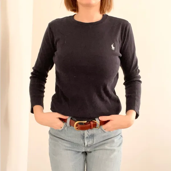 Ralph Lauren Navy Blue Quarter Sleeve Top - Image 2