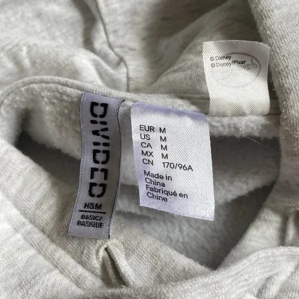 4/$20 H&M Disney Mickey Mouse Hoodie Light Gray Slim Fit - Image 3