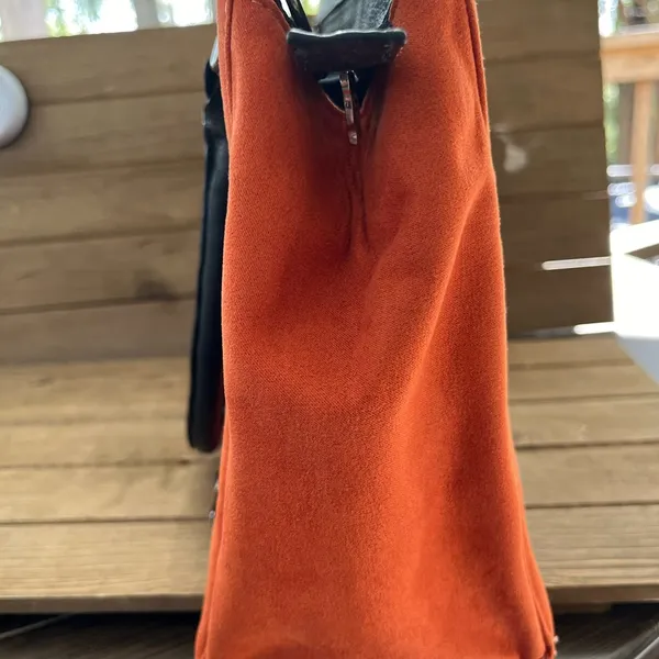 New Mod Sway women's handbag suede leather upper lining fabric strap orange - Image 6