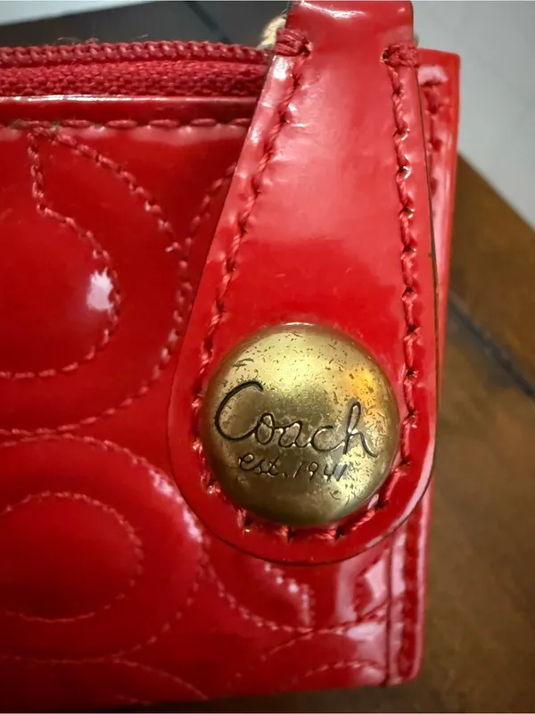 VTG Coach Signature Coin Pouch Keychain Wallet. Red - Image 4