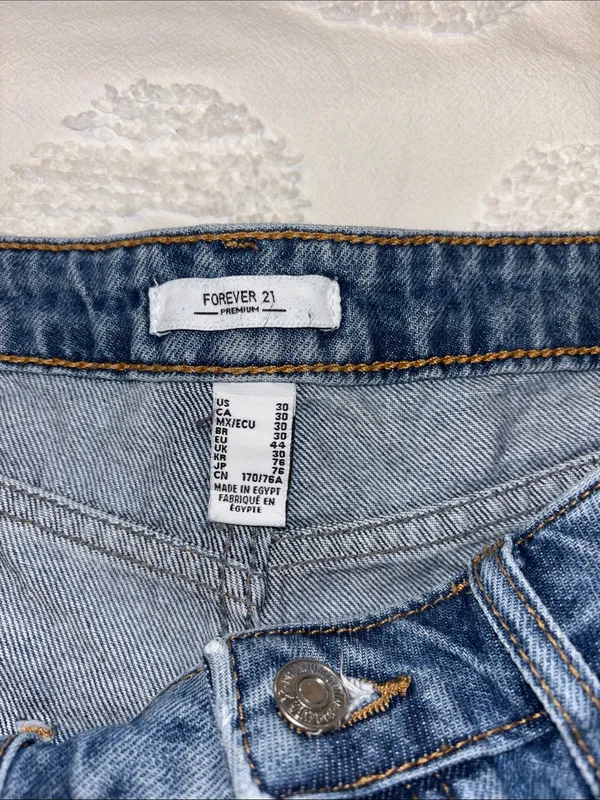 Forever 21 Distressed Dark Blue Denim Cutoff Shorts - Image 2