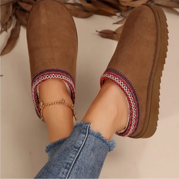 Cozy Tan Slip-On Shoes with Red Trim size 37/6.5-7 - Image 13