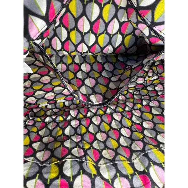 Vera Bradley Black Quilted Microfiber Tote‎ Bag Patent Trim Colorful Leaf Lining - Image 12