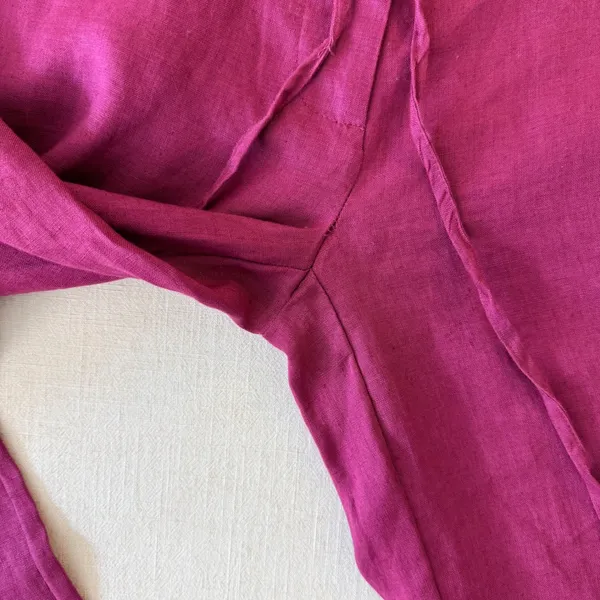 Spiegel Costal Linen Pants 2P Magenta Purple Wide Leg Drawstring Trousers - Image 10