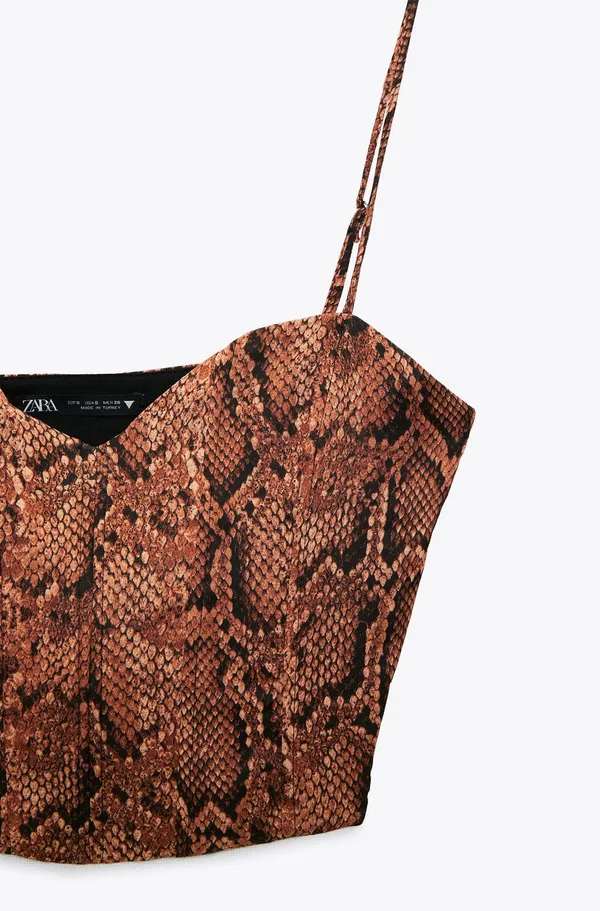 Nwt Animal Print Bustier Spaghetti Strap Crop Top - Image 2