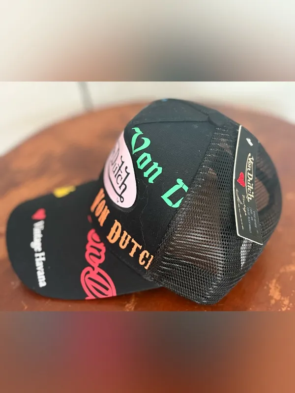 Von Dutch Black Mesh Cap with Multicolor Logo Accents - Image 2