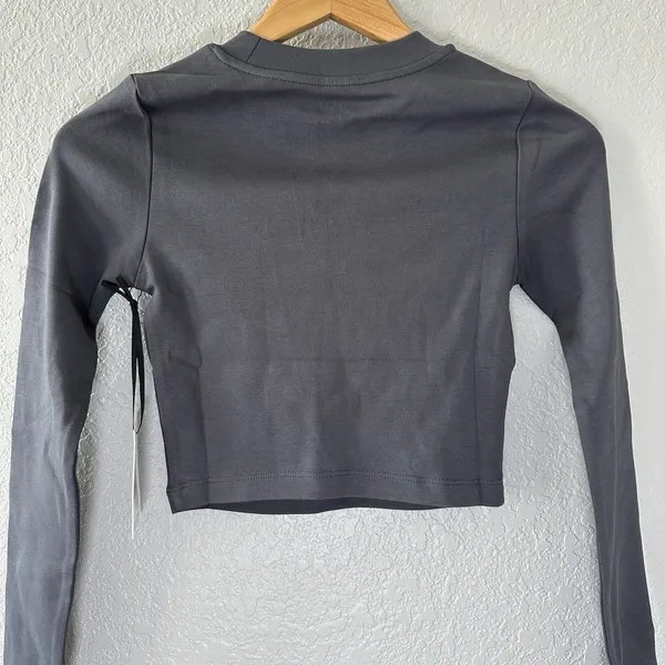 NWT IVL Collective Cotton Jersey Cropped Top‎ Women's Gray XS Athletic Gym - Image 5