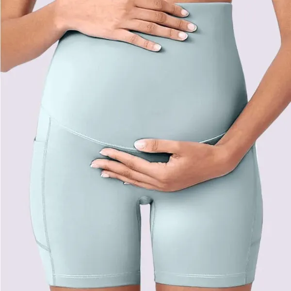 **NWOT** Lahloya ComfortCloud Maternity Biker Shorts in Sky Blue - Image 4