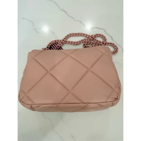 $159 Gilda Paris Small Quilted Shoulder Bag Blush Pink Chain Strap Logo cute - Image 4