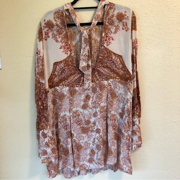 Free People Lady Luck Dress L Cream/Rust - Image 12
