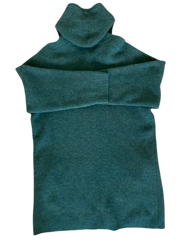Newton Trading Co. Green 100% Lambswool Long Line Hooded Cardigan Size XL - Image 2