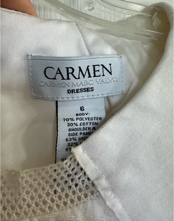 Carmen Marc Valvo Dress Women 6 White Ponte Knit Croc Textured Sheath Tank Dress - Image 5