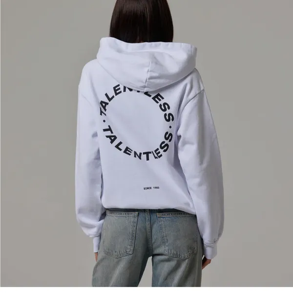 Talentless White Circle Logo Athleisure Streetwear Hoodie Size S - Image 2
