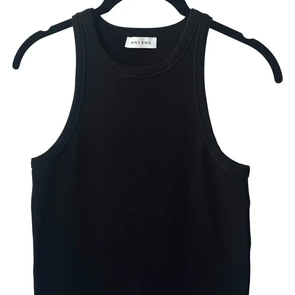 Anine Bing Eva‎ Tank Black Ribbed Capsule Minimalist Old Money Luxury L - Image 3