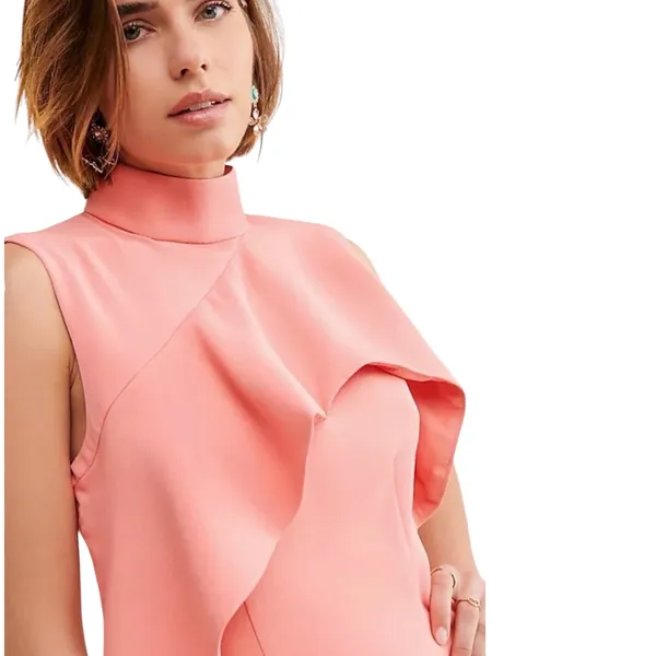 Keepsake The Label Coral Pink Sleeveless Ruffle Open Back Mini Dress 6 Medium - Image 2