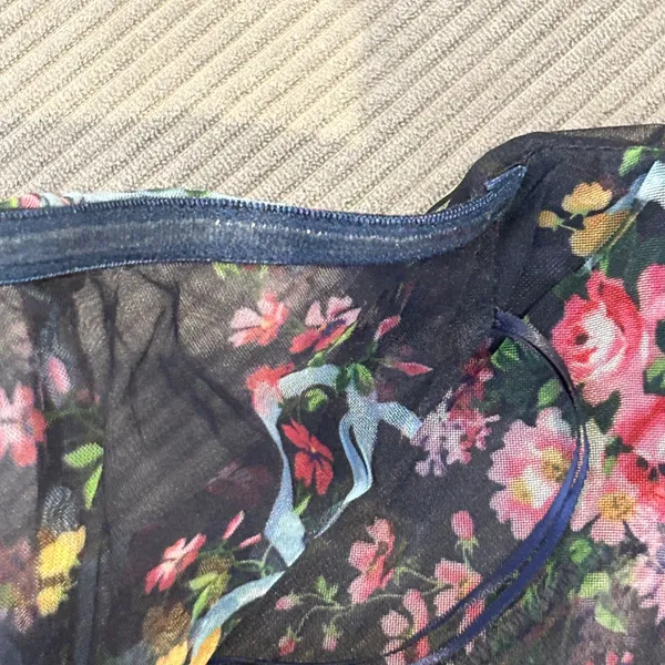 Dressalisa Maxi Gown Womens S Navy Gently Used Floral‎ Corset Tiered Ruffle Mesh - Image 16