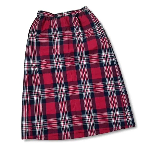 Pendleton Plaid Wool Skirt Size‎ 10 Red Navy White Pleated Midi Preppy - Image 2