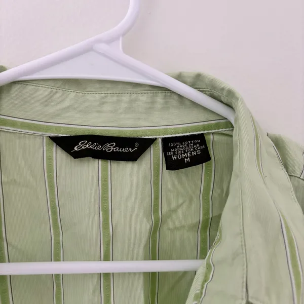 Eddie Bauer green striped button up shirt - Image 2