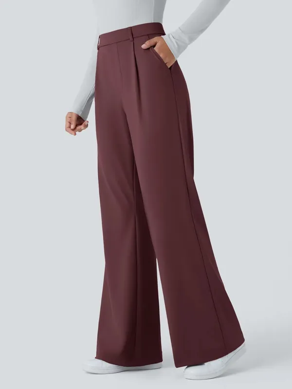 NEW Halara Flex DayStretch High Waisted Pocket Work Flare Pants Size XL Mahogany - Image 2