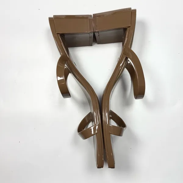 Jeffrey Campbell Sandals Tan Beige Jamm-3 Jelly Slide Block Heels S-513 Sz 10 - Image 3