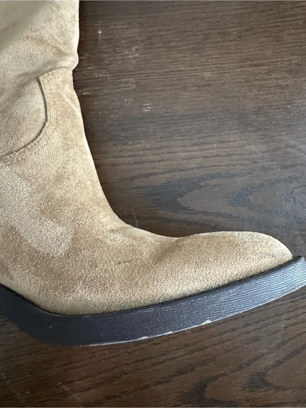 H&M Tall Suede Pull-On Boots in Tan - Image 4