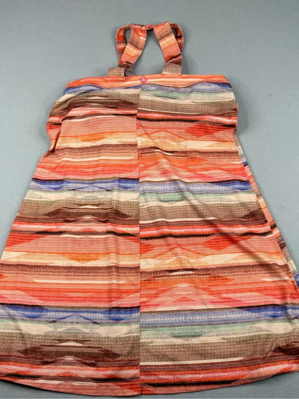 prAna Cantine Dress M Peach Bonita Stripe Halter Shelf Bra Stretch Athleisure - Image 3