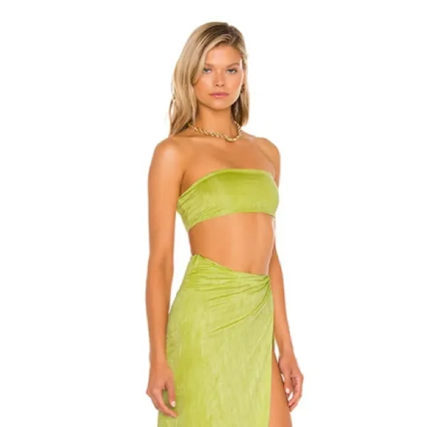 Superdown Karolyna Bandeau Top Small Green Y2K Strapless Crop Festival Clubwear - Image 8