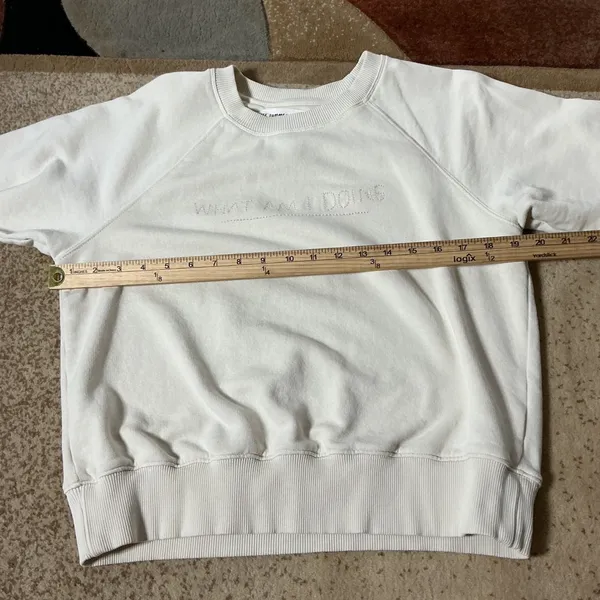 Late Summer Flowers Anthropologie Graphic Sweatshirt Womens S White Embroidered - Image 3