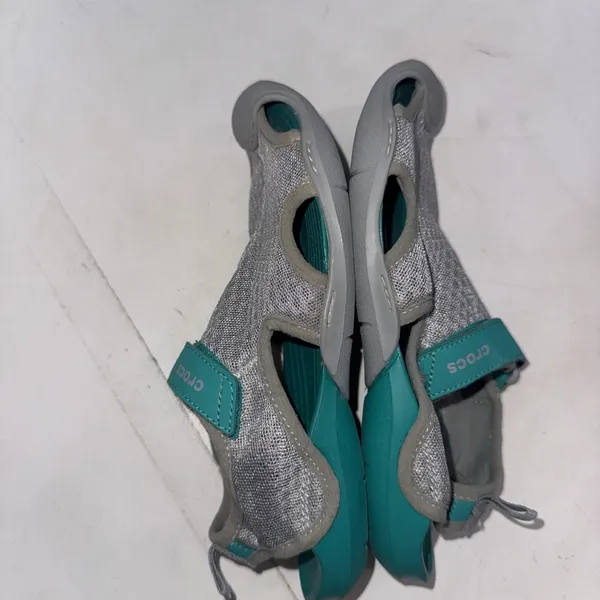 Crocs‎ Swiftwater Mesh Sandals Water Deck Shoes Gray Teal Women's Size 5 - Image 6