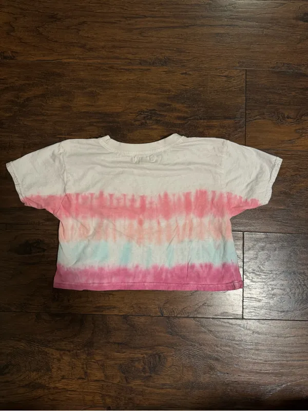Women's Tie-Dye Cropped T-Shirt - Pink & Blue - Image 4