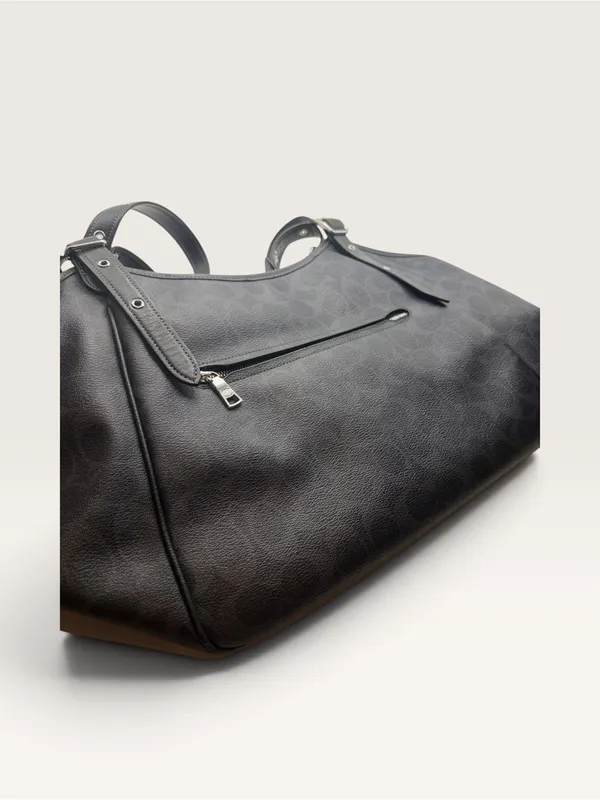 Coach Black Meadow Shoulder Bag in Signature Canvas Dual Straps Brown Interior - Image 3