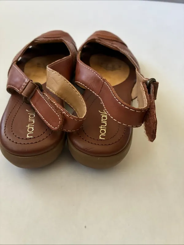 Naturalizer Brown Leather Slingback Sandals with Stitch Detail - Image 4