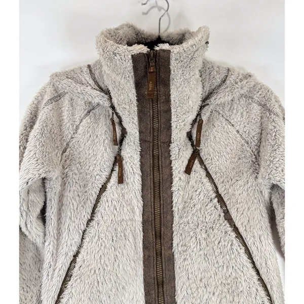 Kuhl Womens Flight Jacket Beige Avina Full Zip Sherpa Fleece Hooded Outdoor XS - Image 9