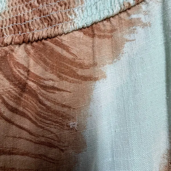Moon‎ River Brown White Brushstroke Linen Blend Midi Dress Tie Strap Cutout Med - Image 8