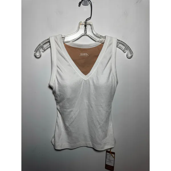 OGL Move Womens White Ribbed V-Neck Tank Top Sleeveless Camisole Knit Shirt XS - Image 2
