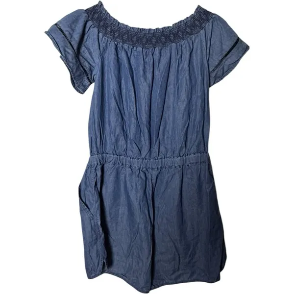 Love Tree Short Sleeve Elastic Waist Shorts Style Denim Romper Sz L New With Tag - Image 4